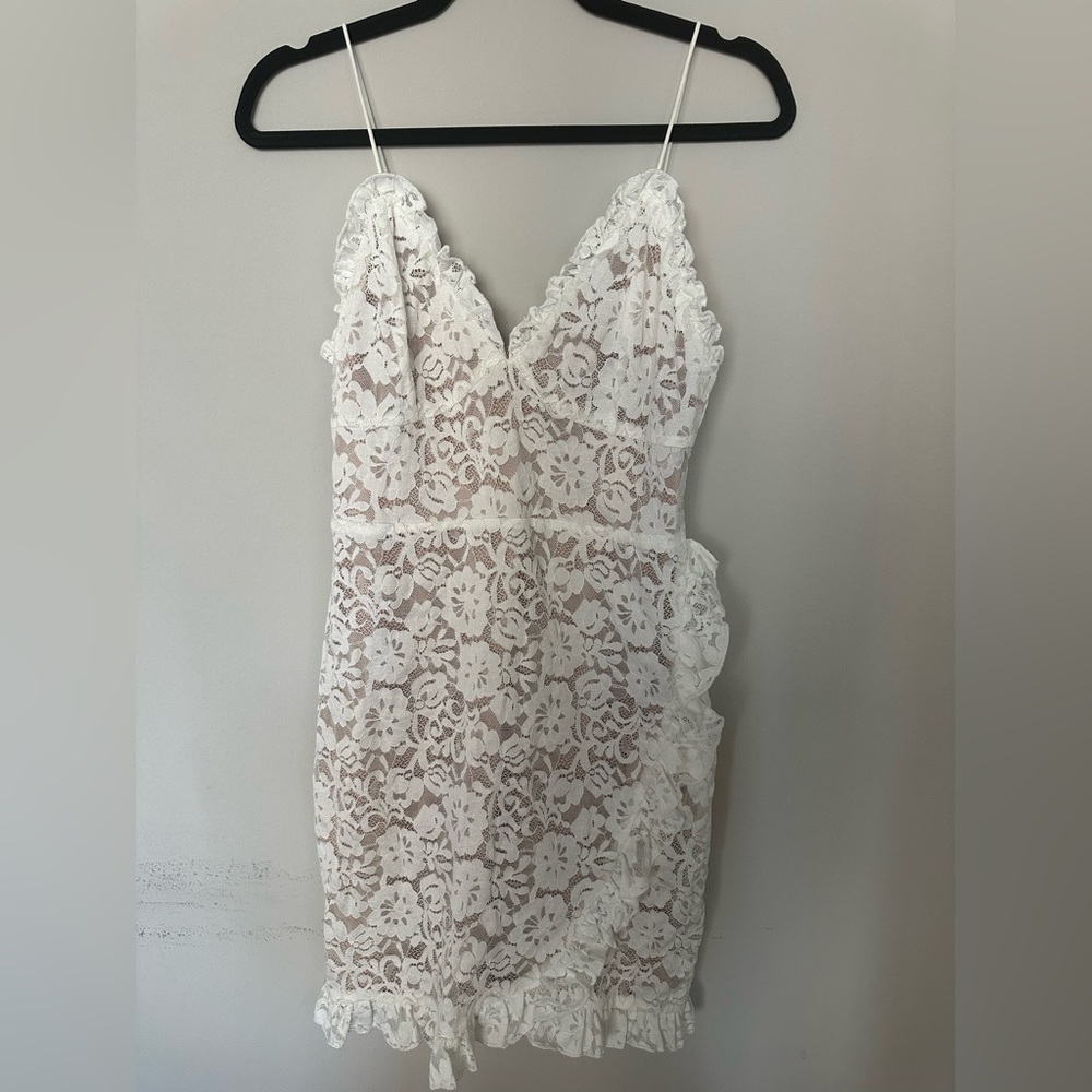 SHEIN White Floral Lace Slip Dress Large